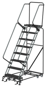 All Direction Ladders, All Directional, 8 Step, 32 In Wide Base, 14 in Deep Top Step, Expanded Metal Tread
