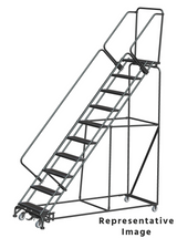 Weight Actuated 50 Degree Slope Walk Down Ladders, Weight Actuated, 50° Incline, 10 Step, 32 In Wide Base, 21 in Deep Top Step, Abrasive Mat Tread