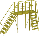 Tri-Arc U-Design Turn Platform: 1,000 Lb Load Capacity, Steel, Perforated, 132 In Overall Height