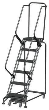 Weight-Actuated Series Ladders, Weight Actuated, 6 Step, 24 In Wide Base, 14 in Deep Top Step, Expanded Metal Tread