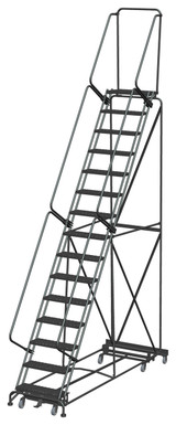Weight Actuated All Directional Ladders, Weight Actuated, All Directional, 15 Step, 40 In Wide Base, 14 in Deep Top Step, Expanded Metal Tread