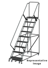 Weight Actuated 50 Degree Slope Walk Down Ladders, Weight Actuated, 50° Incline, 9 Step, 32 In Wide Base, 28 in Deep Top Step, Expanded Metal Tread, Setup