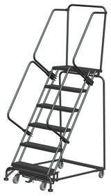 Weight-Actuated Series Ladders, Weight Actuated, 6 Step, 32 In Wide Base, 14 in Deep Top Step, Serrated Tread, Setup