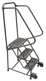 Tilt & Roll Ladders, 2 Step, 20 in Wide Base, 10 in Deep Top Step, Serrated Tread, Setup