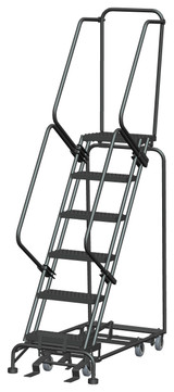 All Direction Ladders, All Directional, 6 Step, 24 In Wide Base, 14 in Deep Top Step, Serrated Tread