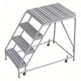 Tri-Arc WLAR004164-d5 4-step Mobile Aluminuminum Step Stool With 28'' Ribbed Deep Top Step, 16-inch Wide