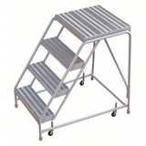 Tri-Arc WLAR004164-d4 4-step Mobile Aluminuminum Step Stool With 21'' Ribbed Deep Top Step, 16-inch Wide