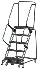 Weight-Actuated Series Ladders, Weight Actuated, 5 Step, 32 In Wide Base, 14 in Deep Top Step, Perforated Tread