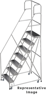 Ballymore Safety Products Aluminum Ladders, CALOSHA, 7 Step, 30 In Wide Base, 10 in Deep Top Step, Ribbed Tread, Setup 