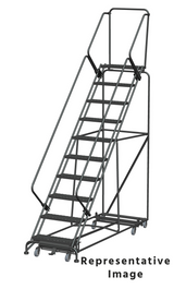 Weight Actuated All Directional 50 Degree Slope Walk Down Ladders, Weight Actuated, All Directional, 50° Incline, 10 Step, 32 In Wide Base, 14 in Deep Top Step, Expanded Metal Tread