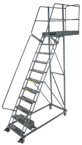 Cantilevered Ladders, 11 Step, 32 In Wide Base, 35 in Overhang, Serrated Tread