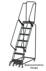 Weight-Actuated Series Ladders, Weight Actuated, 7 Step, 24 In Wide Base, 14 in Deep Top Step, Abrasive Mat Tread