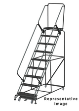 Weight Actuated 50 Degree Slope Walk Down Ladders, Weight Actuated, 50° Incline, 9 Step, 32 In Wide Base, 28 in Deep Top Step, Expanded Metal Tread