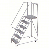 Rolling Ladder: 60 In Platform Height, 21 In Platform Deep, 24 In Platform Wide, Serrated, 32 In Bottom Wide