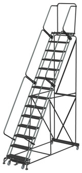 Weight-Actuated Series Ladders, Weight Actuated, 14 Step, 40 In Wide Base, 14 in Deep Top Step, Expanded Metal Tread