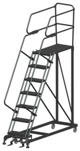 Single Entry Work Platforms, 7 Step, 33 In Wide Base, 36 in Deep Platform, Serrated Tread