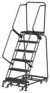 All Direction Ladders, All Directional, 6 Step, 32 In Wide Base, 14 in Deep Top Step, Serrated Tread
