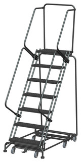 Weight Actuated All Directional Ladders, Weight Actuated, All Directional, 7 Step, 32 In Wide Base, 14 in Deep Top Step, Perforated Tread, Setup