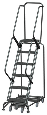 Weight Actuated All Directional Ladders, Weight Actuated, All Directional, 6 Step, 24 In Wide Base, 14 in Deep Top Step, Expanded Metal Tread, Setup
