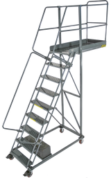 Cantilevered Ladders, 9 Step, 32 In Wide Base, 35 in Overhang, Perforated Tread