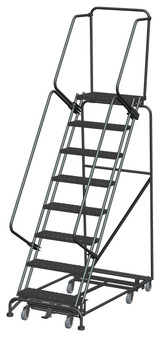 Weight Actuated All Directional Ladders, Weight Actuated, All Directional, 8 Step, 32 In Wide Base, 14 in Deep Top Step, Expanded Metal Tread