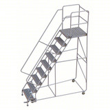 Rolling Ladder: 90 In Platform Height, 28 In Platform Deep, 24 In Platform Wide, Serrated, 36 In Bottom Wide