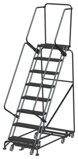 Weight Actuated All Directional Ladders, Weight Actuated, All Directional, 8 Step, 32 In Wide Base, 14 in Deep Top Step, Serrated Tread