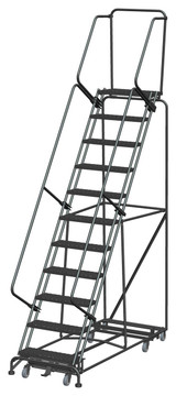 Ballymore Safety Products Weight Actuated All Directional Ladders, Weight Actuated, All Directional, 11 Step, 32 In Wide Base, 14 in Deep Top Step, Expanded Metal Tread 