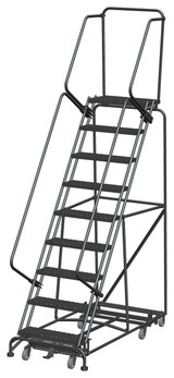 Ballymore Safety Products Weight Actuated All Directional Ladders, Weight Actuated, All Directional, 9 Step, 32 In Wide Base, 14 in Deep Top Step, Expanded Metal Tread, Setup 