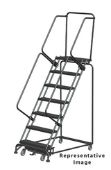 Weight-Actuated Series Ladders, Weight Actuated, 7 Step, 32 In Wide Base, 28 in Deep Top Step, Perforated Tread