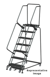 Weight-Actuated Series Ladders, Weight Actuated, 7 Step, 32 In Wide Base, 28 in Deep Top Step, Expanded Metal Tread