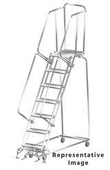 Ballymore Safety Products Stainless Steel Ladders, 7 Step, 24" Wide Base, 28" Deep Top Step, Serrated Tread, Setup 