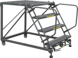 Single Entry Work Platforms, 4 Step, No Rails, 33" Wide Base, 36" Deep Platform, Serrated Tread