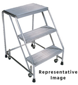 Ballymore Safety Products Aluminum Ladder, 4 Step, No Rails, 30" Wide Base, 21" Deep Top Step, Serrated Tread, Setup 