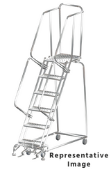 Ballymore Safety Products Stainless Steel Ladders, 6 Step, 24" Wide Base, 21" Deep Top Step, Perforated Tread, Setup 
