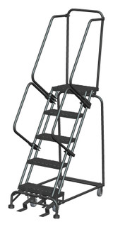 Ballymore Safety Products 5 Step, W/Rail, 24" Wide, 21" Deep Top Step, Expanded Metal Tread, Setup 