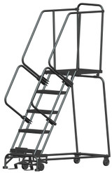 Ballymore Safety Products 5 Step, W/Rail, 24" Wide, 28" Deep Top Step, Abrasive Mat Tread 