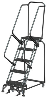 Ballymore Safety Products 5 Step, W/Rail, 24" Wide, 28" Deep Top Step, Expanded Metal Tread 