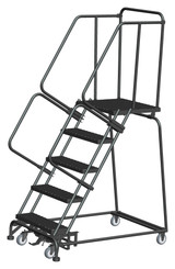 Ballymore Safety Products 5 Step, W/Rail, 32" Wide, 21" Deep Top Step, Expanded Metal Tread, Setup 