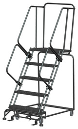 Ballymore Safety Products 5 Step, W/Rail, 32" Wide, 28" Deep Top Step, Expanded Metal Tread 
