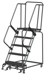 Ballymore Safety Products 5 Step, W/Rail, 32" Wide, 28" Deep Top Step, Expanded Metal Tread, Setup 