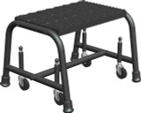 Ballymore Safety Products Spring Loaded Caster Ladders, 1 Step, 18 In Wide Base, 10 in Deep Top Step, Expanded Metal Tread 