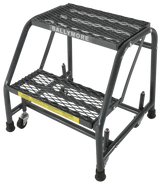 Ballymore Safety Products Spring Loaded Caster Ladders, 2 Step, No Rails 20" Wide Base, 10" Deep Top Step, Expanded Metal Tread 