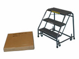 Ballymore Safety Products Spring Loaded Caster Ladders, 3 Step, No Rails 20" Wide Base, 10" Deep Top Step, Serrated Tread 