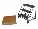 Ballymore Safety Products Spring Loaded Caster Ladders, 3 Step, No Rails 20" Wide Base, 10" Deep Top Step, Serrated Tread, Setup 