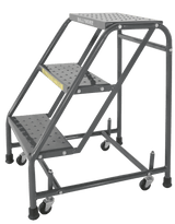 Ballymore Safety Products Spring Loaded Caster Ladders, 3 Step, No Rails 20" Wide Base, 10" Deep Top Step, Abrasive Mat Tread 