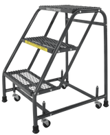 Ballymore Safety Products Spring Loaded Caster Ladders, 3 Step, No Rails 20" Wide Base, 10" Deep Top Step, Expanded Metal Tread 