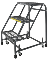 Ballymore Safety Products Spring Loaded Caster Ladders, 3 Step, No Rails 20" Wide Base, 10" Deep Top Step, Expanded Metal Tread 