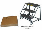 Ballymore Safety Products Spring Loaded Caster Ladders, 3 Step, No Rails 30" Wide Base, 21" Deep Top Step, Expanded Metal Tread 