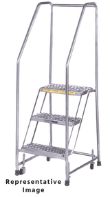 Ballymore Safety Products Aluminum Ladder, 2 Step, 20" Wide Base, 28" Deep Top Step, Ribbed Tread, Setup 